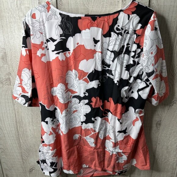 Brownstone Studio Womens White Black Red Short Sleeves Blouse Size Large - Picture 2 of 5